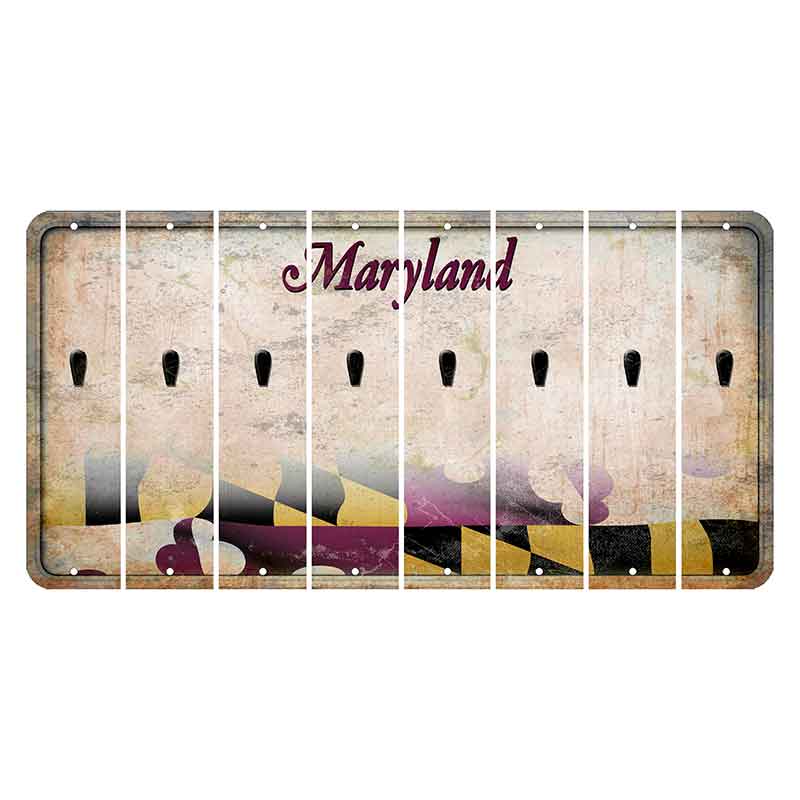 Maryland Flag Cut License Plate Strips (Set of 8) Apostrophe