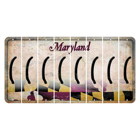 Maryland Flag Cut License Plate Strips (Set of 8) Parenthesis - Left