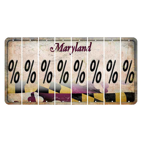 Maryland Flag Cut License Plate Strips (Set of 8) Percent Sign