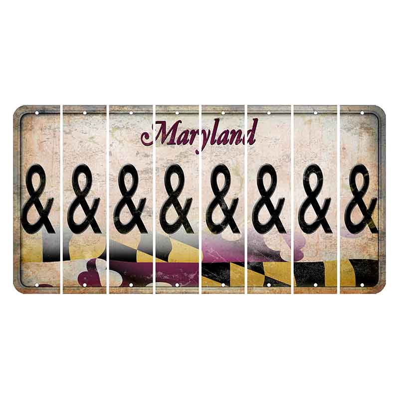 Maryland Flag Cut License Plate Strips (Set of 8) And Sign