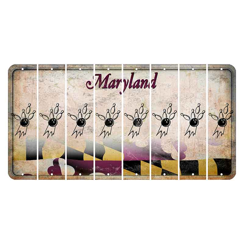 Maryland Flag Cut License Plate Strips (Set of 8) Bowling