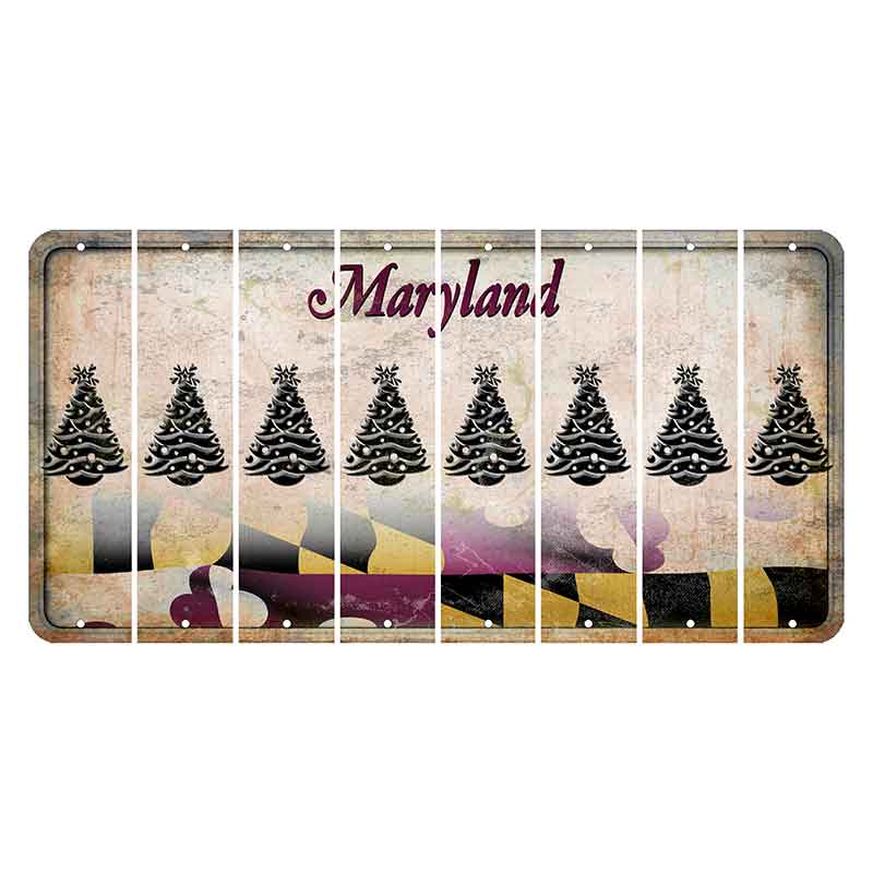 Maryland Flag Cut License Plate Strips (Set of 8) Christmas Tree