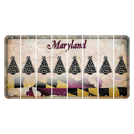 Maryland Flag Cut License Plate Strips (Set of 8) Christmas Tree