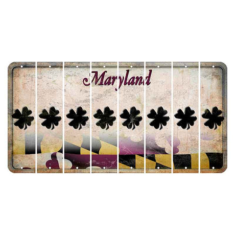 Maryland Flag Cut License Plate Strips (Set of 8) Shamrock