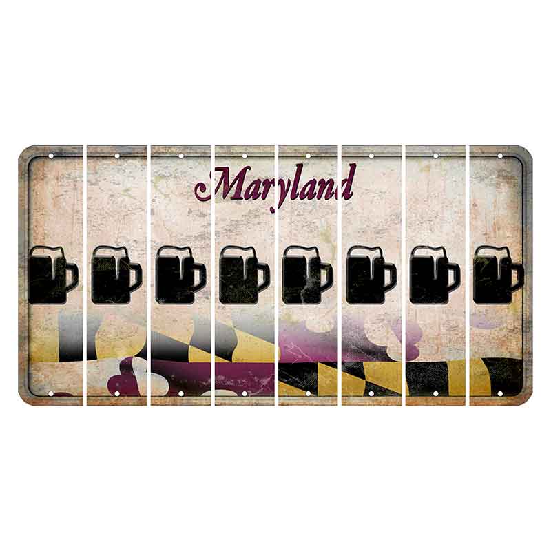 Maryland Flag Cut License Plate Strips (Set of 8) Beer Mug