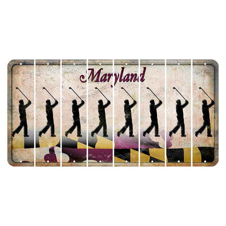 Maryland Flag Cut License Plate Strips (Set of 8) Male Golfer