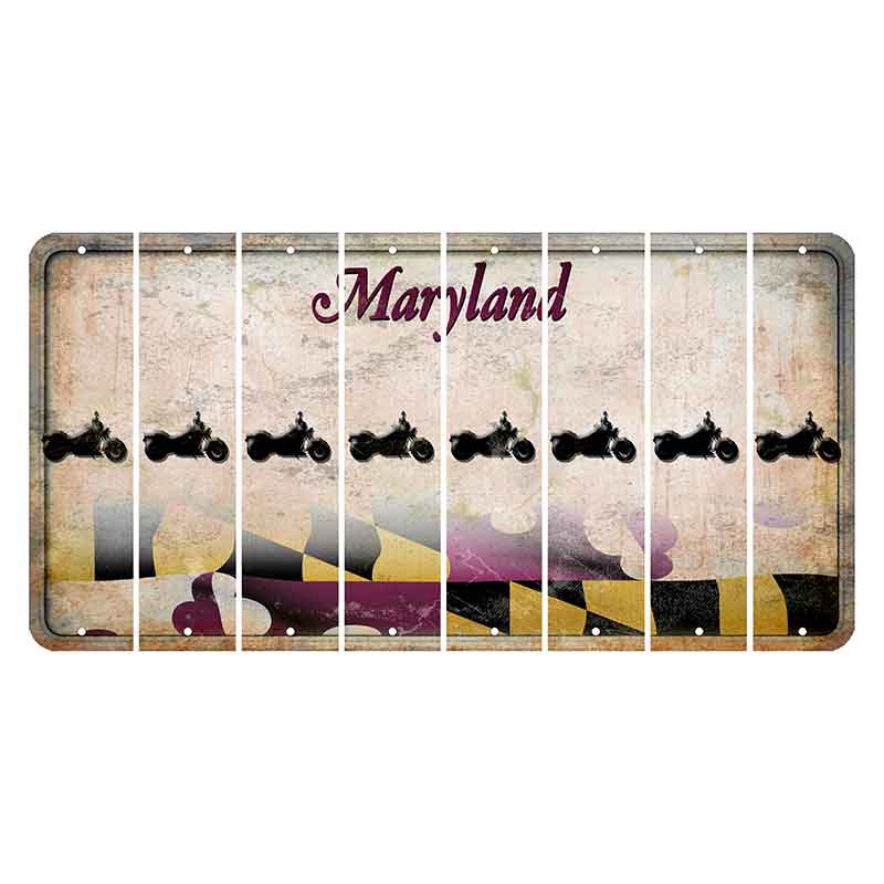 Maryland Flag Cut License Plate Strips (Set of 8) Motorcycle