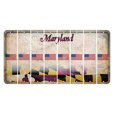 Maryland Flag Cut License Plate Strips (Set of 8) American Flag