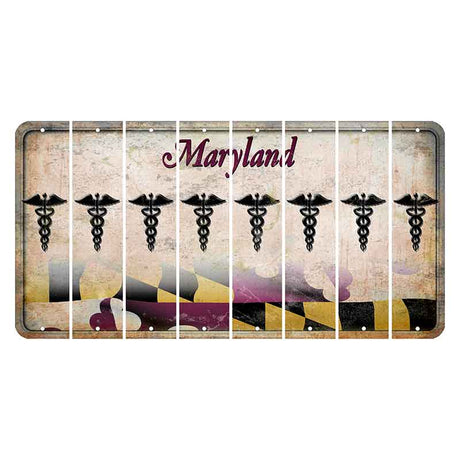 Maryland Flag Cut License Plate Strips (Set of 8) Caduceus