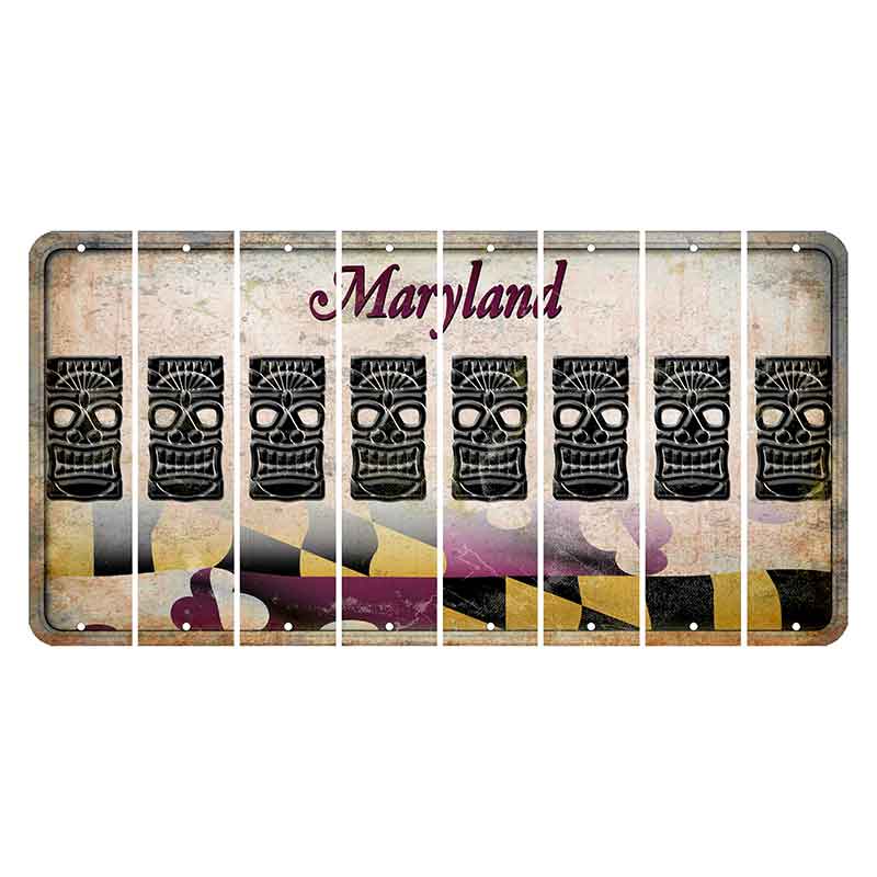 Maryland Flag Cut License Plate Strips (Set of 8) Tiki