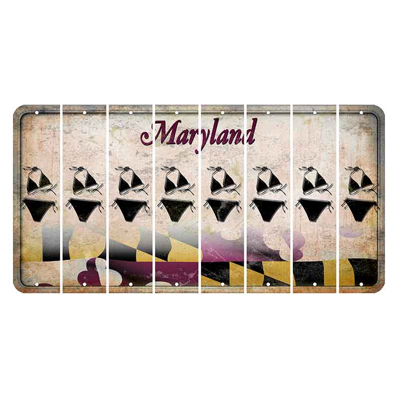 Maryland Flag Cut License Plate Strips (Set of 8) Bikini