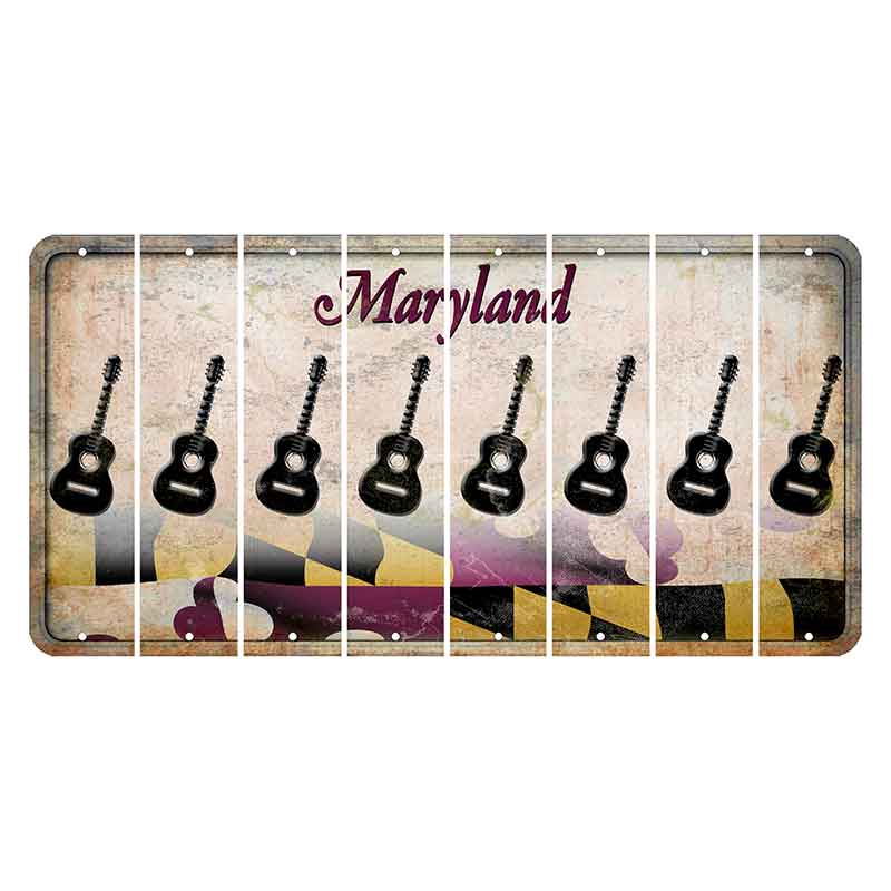 Maryland Flag Cut License Plate Strips (Set of 8) Guitar