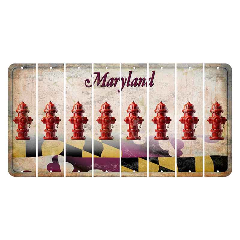 Maryland Flag Cut License Plate Strips (Set of 8) Fire Hydrant