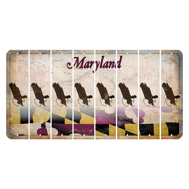 Maryland Flag Cut License Plate Strips (Set of 8) Bald Eagle