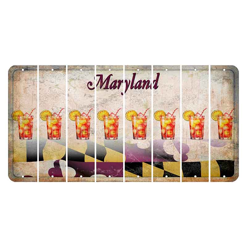 Maryland Flag Cut License Plate Strips (Set of 8) Cocktail