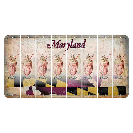 Maryland Flag Cut License Plate Strips (Set of 8) Milkshake