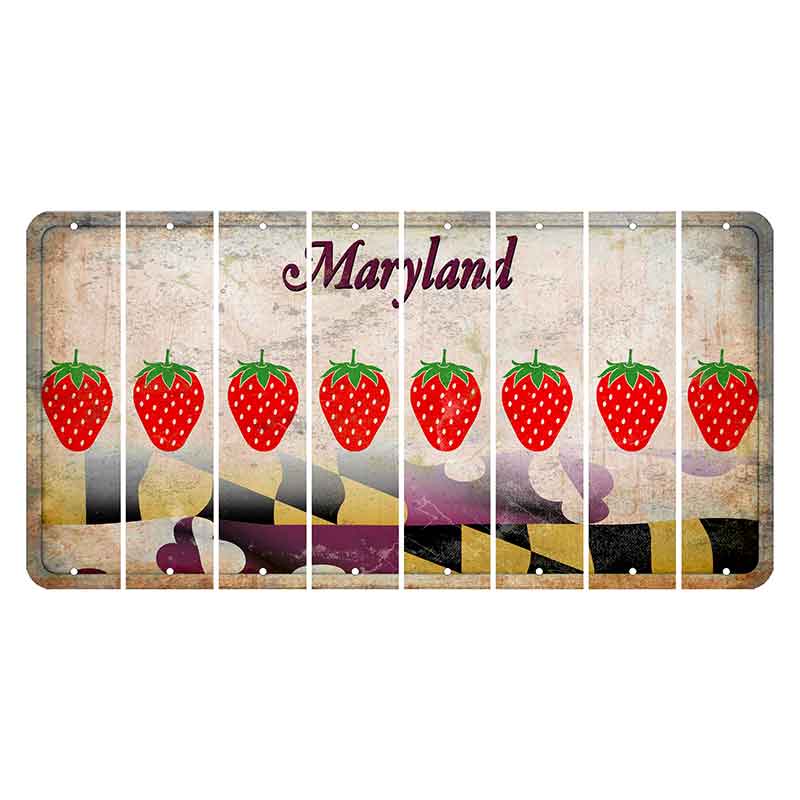 Maryland Flag Cut License Plate Strips (Set of 8) Strawberry