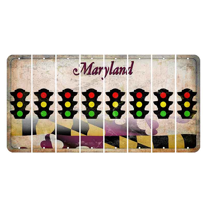 Maryland Flag Cut License Plate Strips (Set of 8) Traffic Light