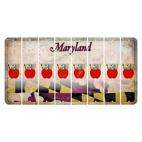 Maryland Flag Cut License Plate Strips (Set of 8) Teacher Apple