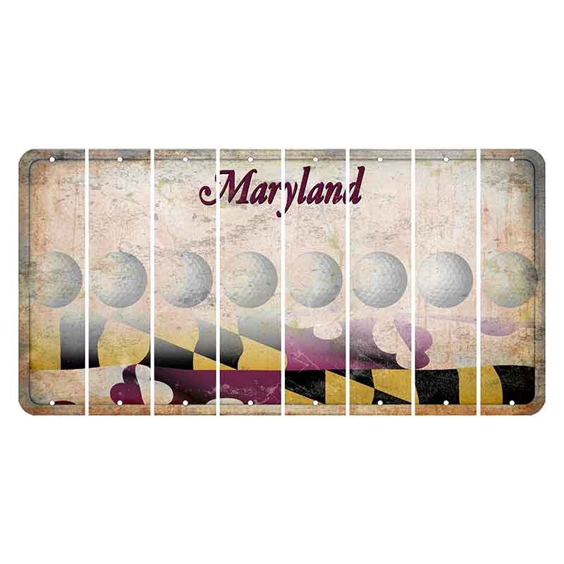 Maryland Flag Cut License Plate Strips (Set of 8) Golfball