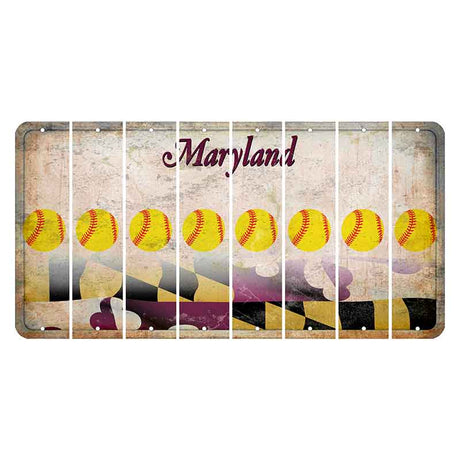 Maryland Flag Cut License Plate Strips (Set of 8) Softball