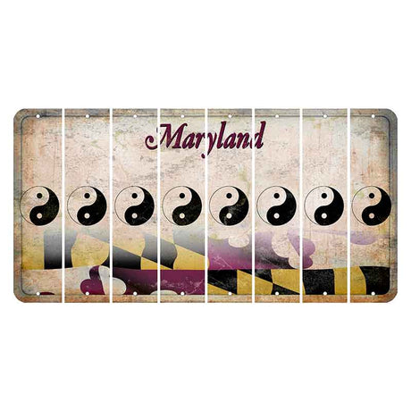 Maryland Flag Cut License Plate Strips (Set of 8) Yin Yang