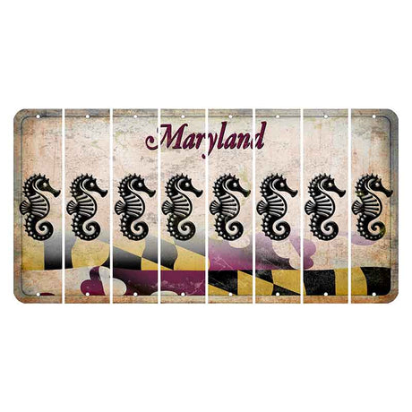 Maryland Flag Cut License Plate Strips (Set of 8) Seahorse