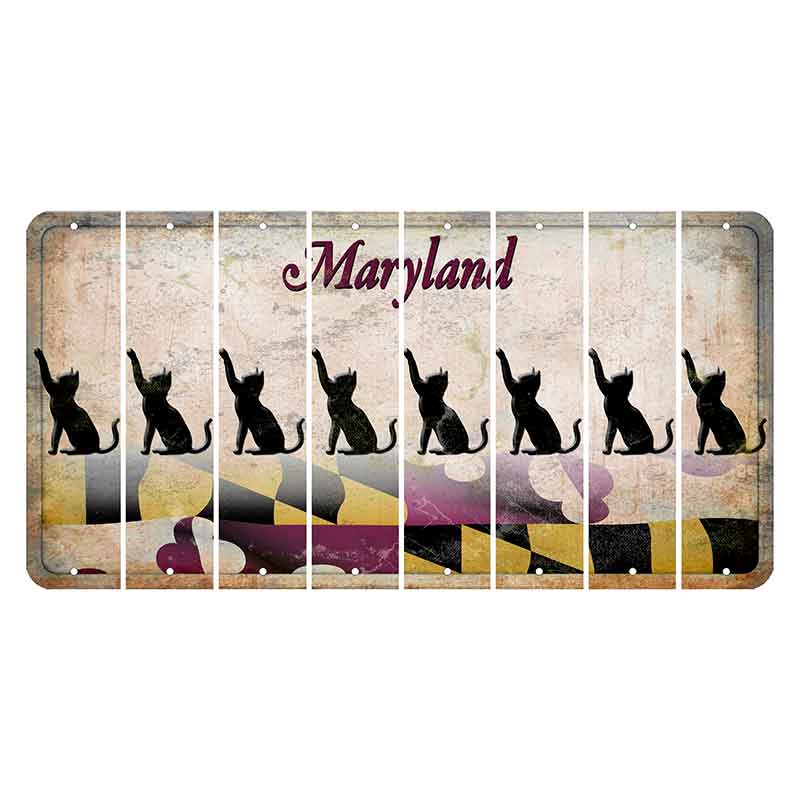 Maryland Flag Cut License Plate Strips (Set of 8) Cat