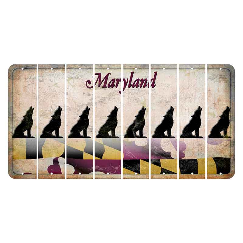 Maryland Flag Cut License Plate Strips (Set of 8) Howling Wolf