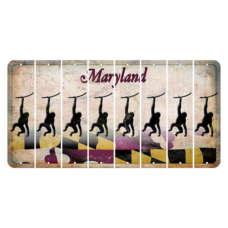 Maryland Flag Cut License Plate Strips (Set of 8) Monkey