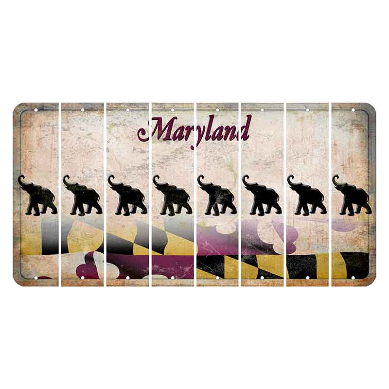 Maryland Flag Cut License Plate Strips (Set of 8) Elephant