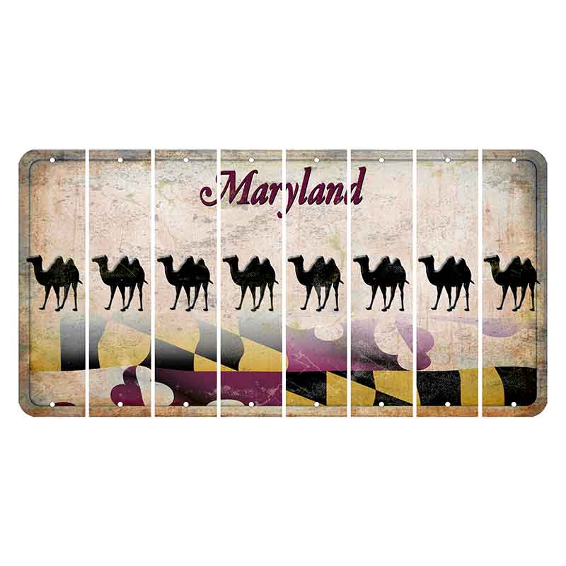 Maryland Flag Cut License Plate Strips (Set of 8) Camel