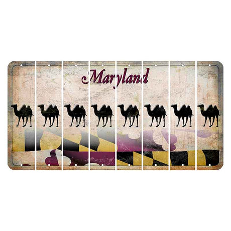 Maryland Flag Cut License Plate Strips (Set of 8) Camel