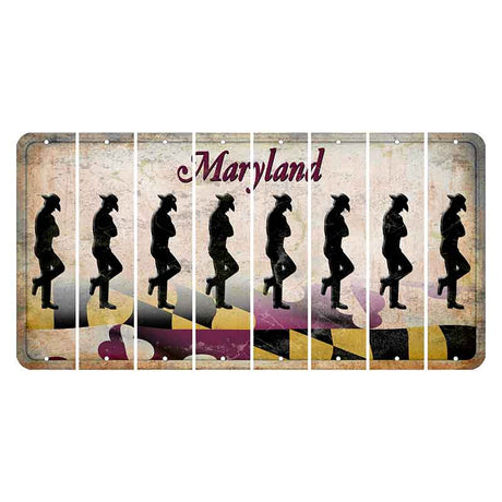 Maryland Flag Cut License Plate Strips (Set of 8) Cowboy - Leaning