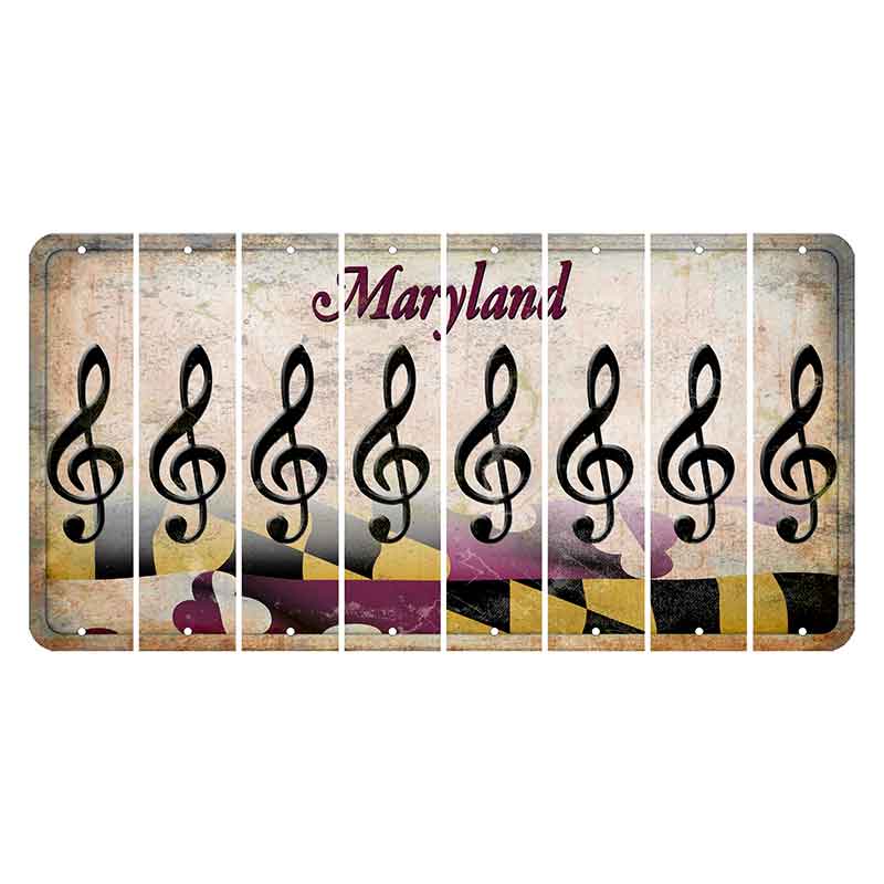 Maryland Flag Cut License Plate Strips (Set of 8) Music Note