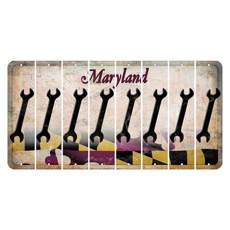 Maryland Flag Cut License Plate Strips (Set of 8) Wrench