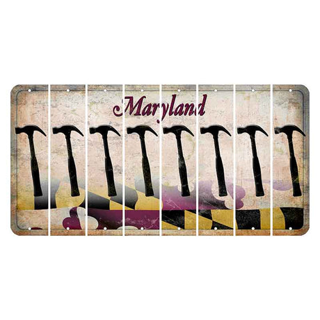 Maryland Flag Cut License Plate Strips (Set of 8) Hammer