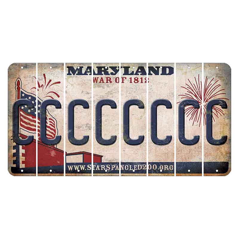 Maryland War of 1812 Cut License Plate Strips (Set of 8) C