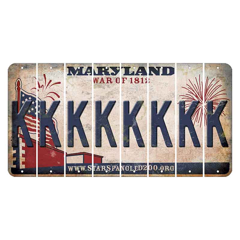 Maryland War of 1812 Cut License Plate Strips (Set of 8) K