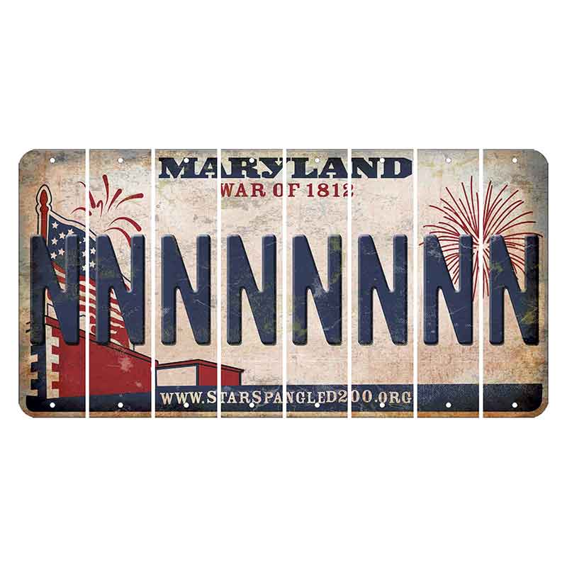 Maryland War of 1812 Cut License Plate Strips (Set of 8) N