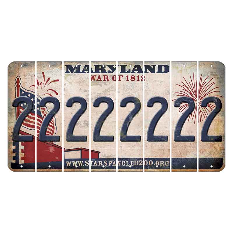 Maryland War of 1812 Cut License Plate Strips (Set of 8) 2