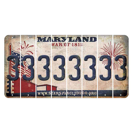 Maryland War of 1812 Cut License Plate Strips (Set of 8) 3