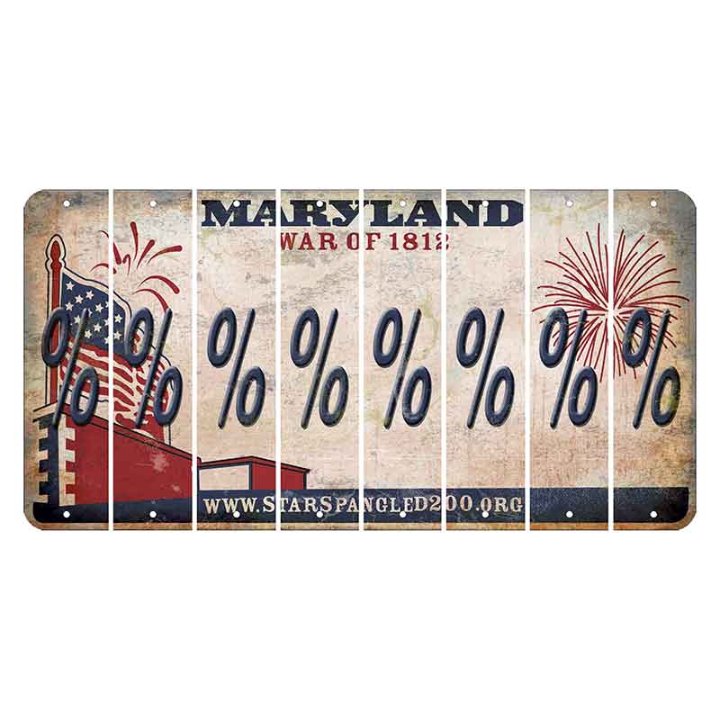 Maryland War of 1812 Cut License Plate Strips (Set of 8) Percent Sign