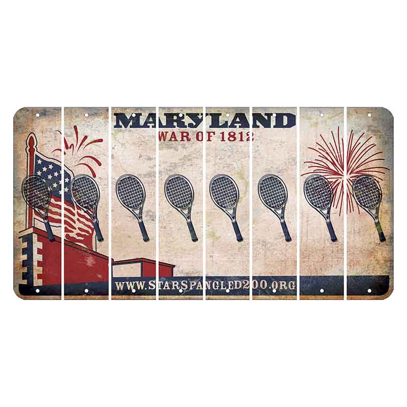 Maryland War of 1812 Cut License Plate Strips (Set of 8) Tennis Racket