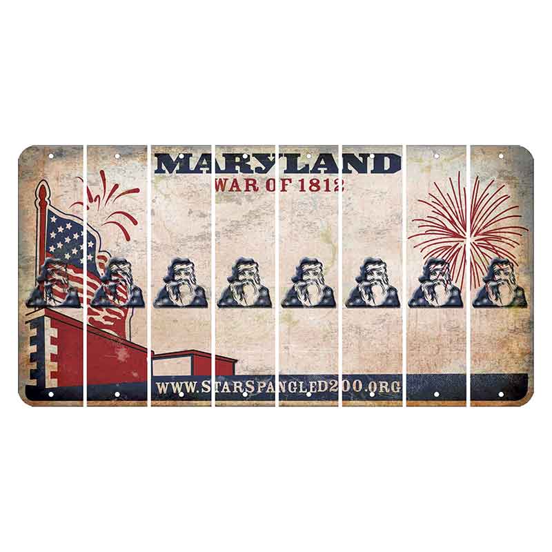 Maryland War of 1812 Cut License Plate Strips (Set of 8) Santa Claus