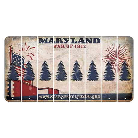 Maryland War of 1812 Cut License Plate Strips (Set of 8) Pine Tree