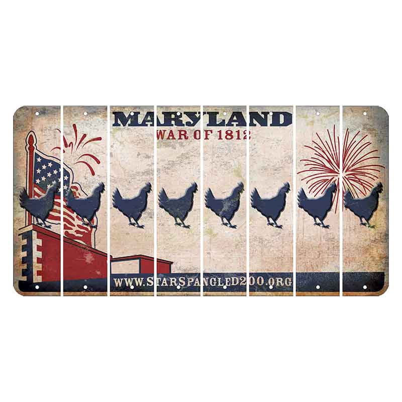 Maryland War of 1812 Cut License Plate Strips (Set of 8) Chicken