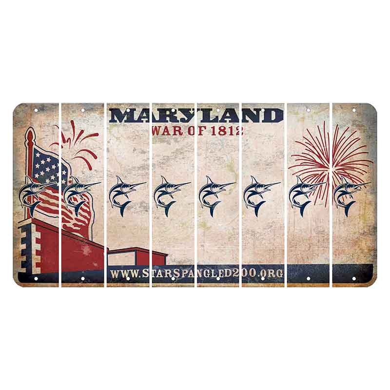 Maryland War of 1812 Cut License Plate Strips (Set of 8) Swordfish