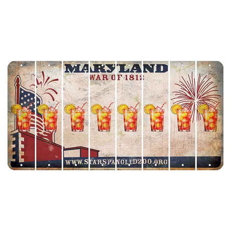 Maryland War of 1812 Cut License Plate Strips (Set of 8) Cocktail