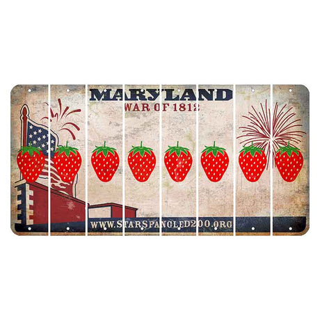 Maryland War of 1812 Cut License Plate Strips (Set of 8) Strawberry